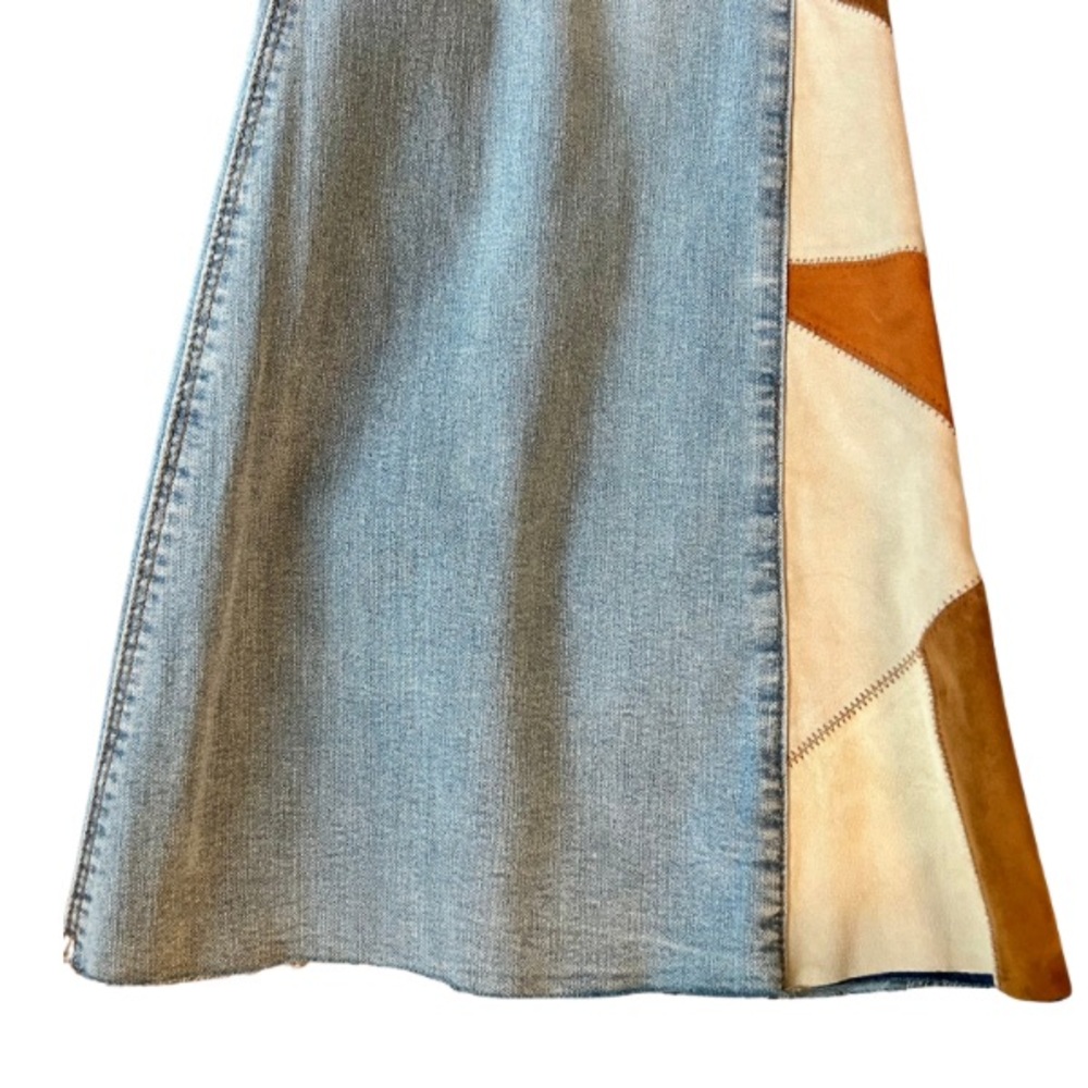 Cato Light Blue Flare Jeans with Brown and Cream Details - Picture 3 of 7